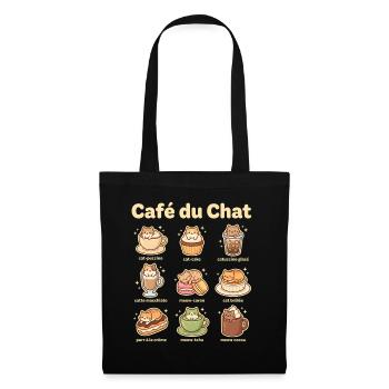 Katzencafé Motive – Leckereien - Stoffbeutel - Schwarz - Vorne