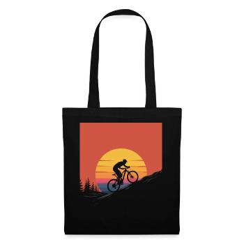 Mountain Biker Sunset Silhouette - Tote Bag - black - Front