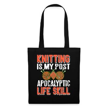 Le tricot, c’est mon humour post-apocalyptique de compétences de vie - Sac en tissu - noir - Devant
