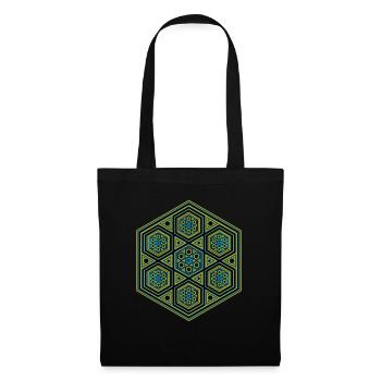 Festival Wear Rave Party Goa Hexagon Mandala Blue - Tote Bag - black - Front