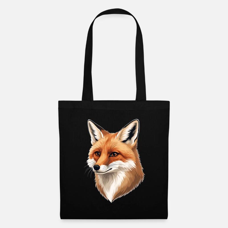 Fuchs Kopf Illustration: Warme Naturtöne - Stoffbeutel - Schwarz