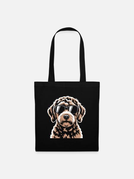 Brauner Labradoodle - Stoffbeutel - Schwarz