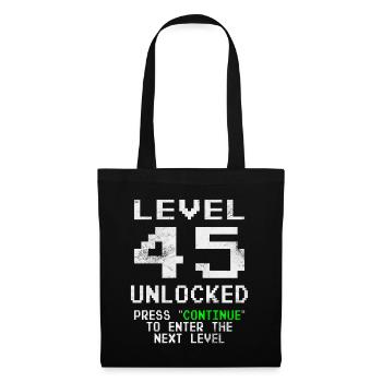 Level 45 unlocked - Gamer - Geburtstag - Geschenk - Stoffbeutel - Schwarz - Vorne