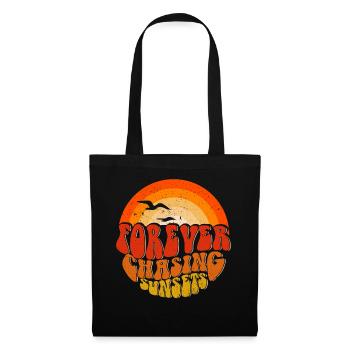 Forever Chasing Sunsets Retro Emblem - Stoffbeutel - Schwarz - Vorne