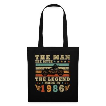 Moto rétro vintage classique de 1986 - Sac en tissu - noir - Devant
