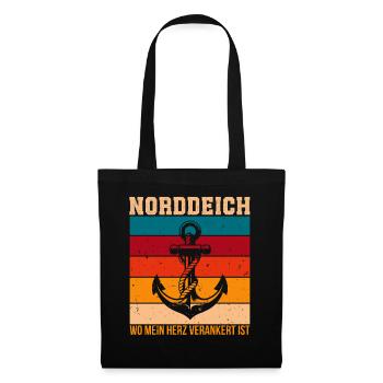 NORDDEICH WO MEIN HERZ VERANKERT IST Lustig - Stoffbeutel - Schwarz - Vorne