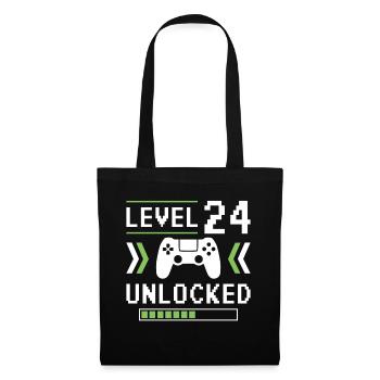 24. Geburtstag Level 24 unlocked - Stoffbeutel - Schwarz - Vorne