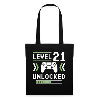 21. Geburtstag Level 21 unlocked - Stoffbeutel - Schwarz - Vorne