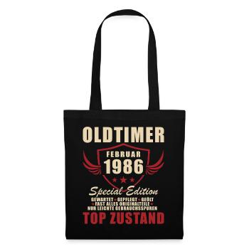 Februar 1986 Geburtstag Oldtimer 1986 - Stoffbeutel - Schwarz - Vorne