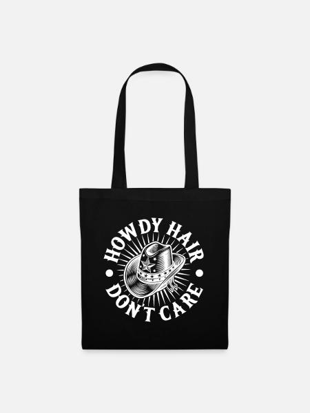 Rodeo Horse Riding Howdy Hair Don´t Care Cowboy - Stoffbeutel - Schwarz