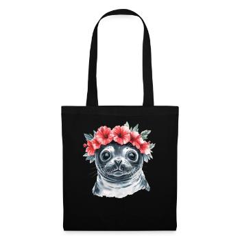 Flower Wreath Seal - Tote Bag - black - Front
