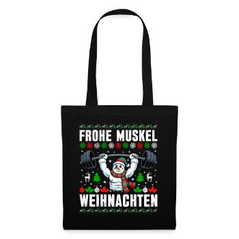Gym MERRY MUSCLE CHRISTMAS Funny - Tote Bag - black - Front