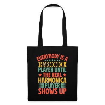 Joueur d’harmonica drôle, le vrai joueur se présente - Sac en tissu - noir - Devant