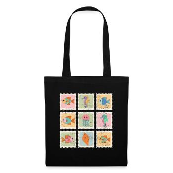Animals of the Sea Pattern Stamps - Tote Bag - black - Front