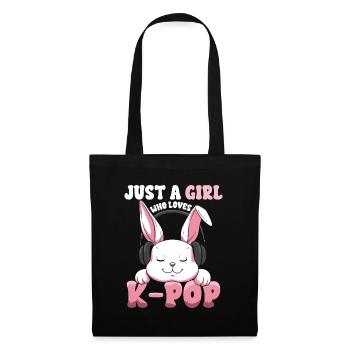 K-Pop Bunny  mit Kopfhörern - Stoffbeutel - Schwarz - Vorne