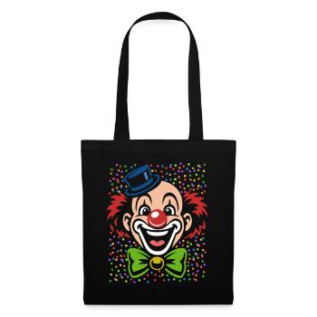 Karnevals Clown | buntes Faschings Kostüm - Stoffbeutel - Schwarz - Vorne