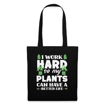 Work Hard Plant Lover Gerdener Gardening - Stoffbeutel - Schwarz - Vorne