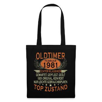 45th Birthday Oldtimer February Vintage 1981 - Tote Bag - black - Front