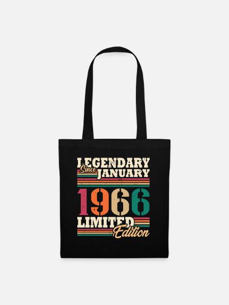 Vintage 1966 Janvier Rétro Cadeau D'anniversaire - Sac en tissu - noir