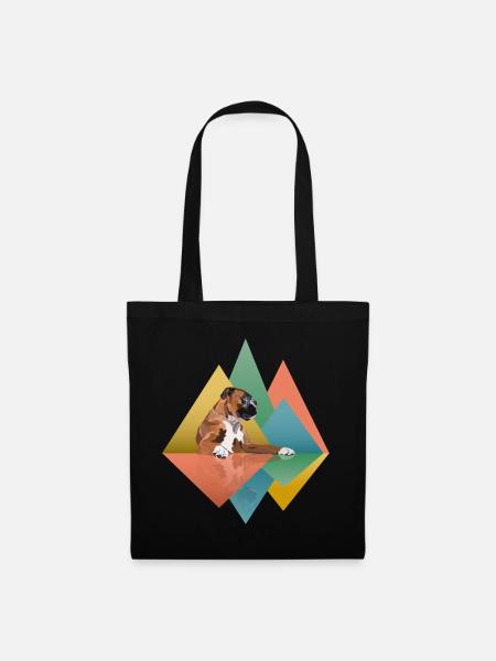 Boxer Dog Geometric - Stoffbeutel - Schwarz