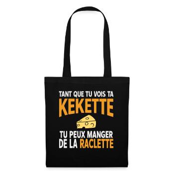 Raclette-Humor, solange du deine Kekette siehst - Stoffbeutel - Schwarz - Vorne