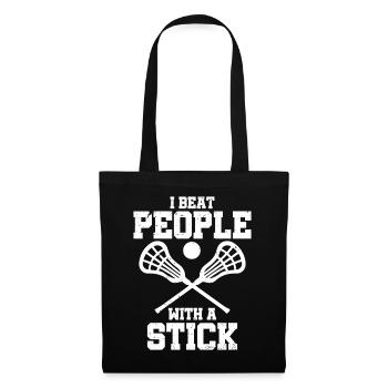 I Beat People with A Stick Funny Lacrosse - Tote Bag - black - Front