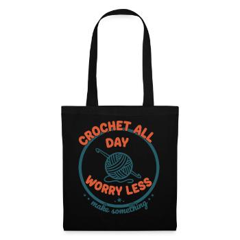 Crochet toute la journée S’inquiéter Moins drôle Amoureux du crochet - Sac en tissu - noir - Devant