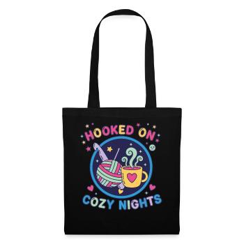 Accro aux nuits douillettes Amant du crochet Drôle - Sac en tissu - noir - Devant