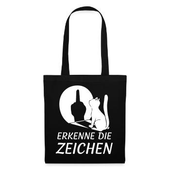 Zeichen Erkennen Katzenblick - Stoffbeutel - Schwarz - Vorne