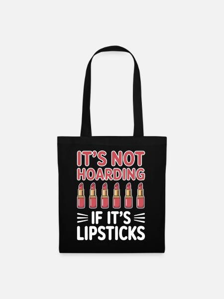 Lippenstift Sprüche Lustige Lippenstift Geschenk - Stoffbeutel - Schwarz