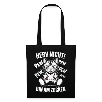 Nerv nicht bin am Zocken Gamer Katze Design - Stoffbeutel - Schwarz - Vorne