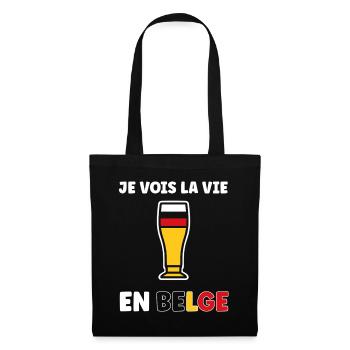 La Vie Belge Verre Bière Stylisé - Sac en tissu - noir - Devant