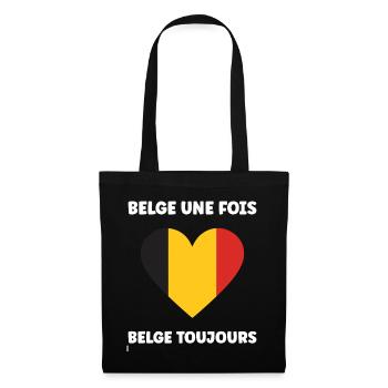 Cœur Belge Tricolore - Sac en tissu - noir - Devant