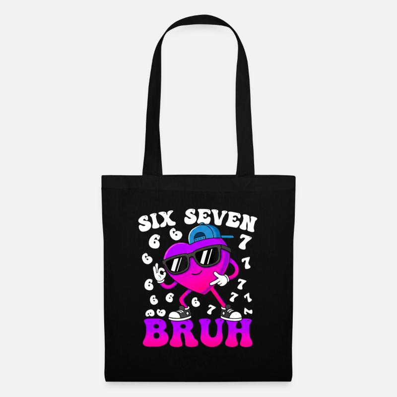 Six Seven 6 7 Meme 67 Trend Valentines Day - Stoffbeutel - Schwarz