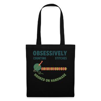 Mailles de comptage au crochet faites main - Sac en tissu - noir - Devant