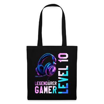 10e anniversaire garçon fille adolescent niveau 10 - Sac en tissu - noir - Devant