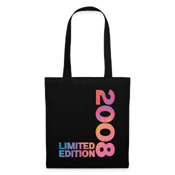2008 18. Geburtstagsgeschenk 18. Jubiläum - Stoffbeutel - Schwarz - Vorne