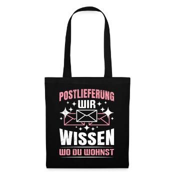 Postboten POSTLIFERUNG WIR WISSEN WO DU WOHNST - Stoffbeutel - Schwarz - Vorne