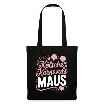 Kölsche Karnevalsmaus Karneval Köln Kölner Maus - Stoffbeutel - Schwarz - Vorne