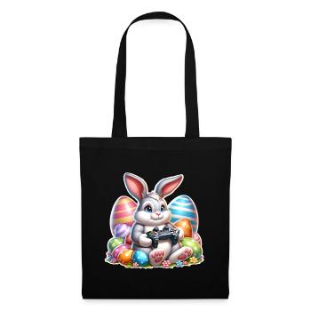 Osterhase Gaming Gamer - Stoffbeutel - Schwarz - Vorne