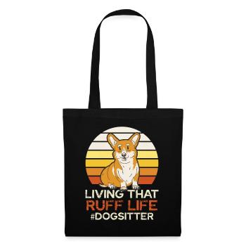 Ruff Life Corgi Retro Sunset - Tote Bag - black - Front