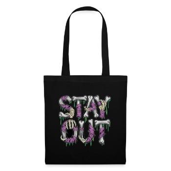  Stay Out Skelett Knochen Horror Spruch Grusel - Stoffbeutel - Schwarz - Vorne