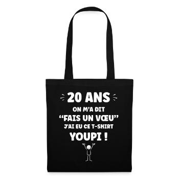 20 Jahre Make a Wish Humor-T-Shirt - Stoffbeutel - Schwarz - Vorne