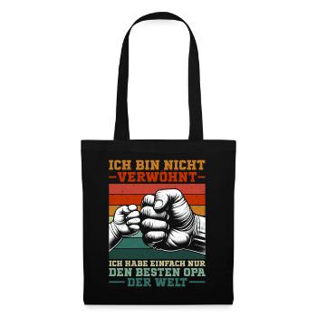 Ich Habe Nur Den Besten Opa Der Welt Retro - Stoffbeutel - Schwarz - Vorne