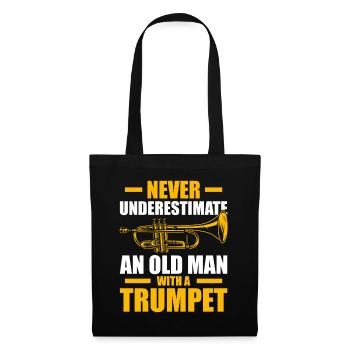 Un vieil homme avec un trompettiste - Sac en tissu - noir - Devant