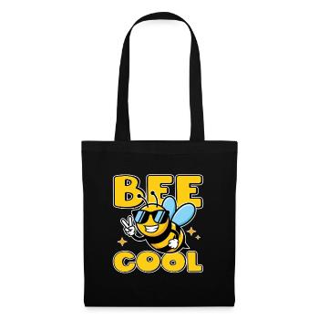 Bee Cool – funny bee with sunglasses & peace - Tote Bag - black - Front