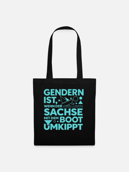 Gendern Sachse Boot Umkippt Dialekt Witz - Stoffbeutel - Schwarz