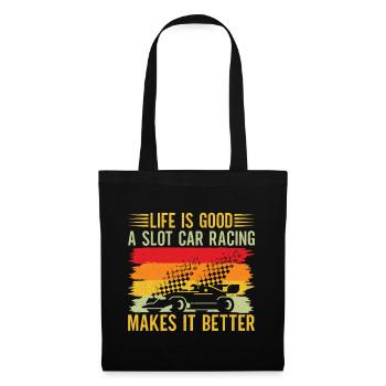 Vintage Retro Slot Car Racing Makes Life Better - Tote Bag - black - Front