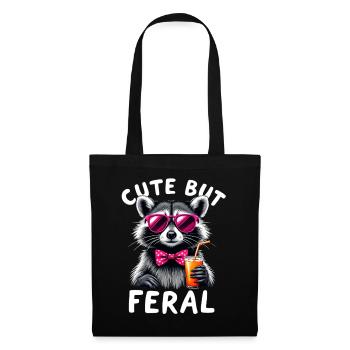 Raton laveur mignon mais sauvage avec des lunettes roses - Sac en tissu - noir - Devant