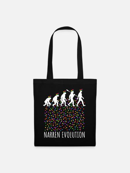 Narren Evolution | Homo Karnevalis | Fastnacht - Stoffbeutel - Schwarz